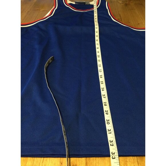 Vintage Regal Wear Blank Blue Basketball Jersey Red & White Trim Size L - Picture 7 of 8